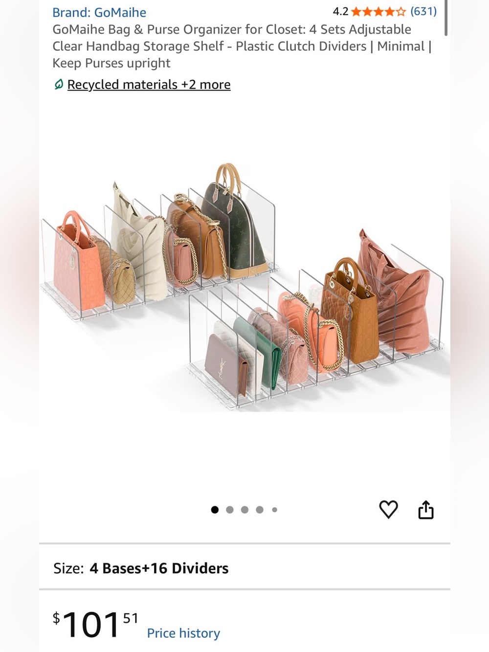 Clear Handbag & Purse Organizer - Transparent (Clear)